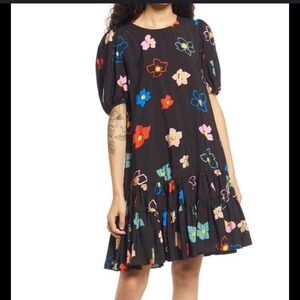 Nordstrom Black Floral Midi Dress